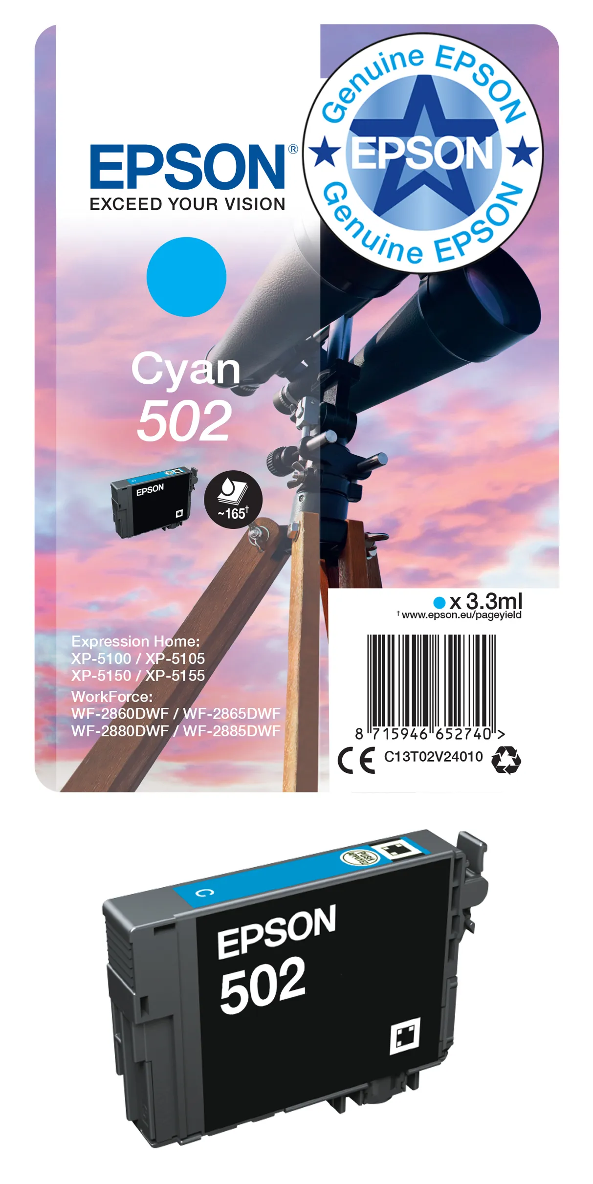 Epson 502 Ink cartridge, 3.3 ml, Magenta