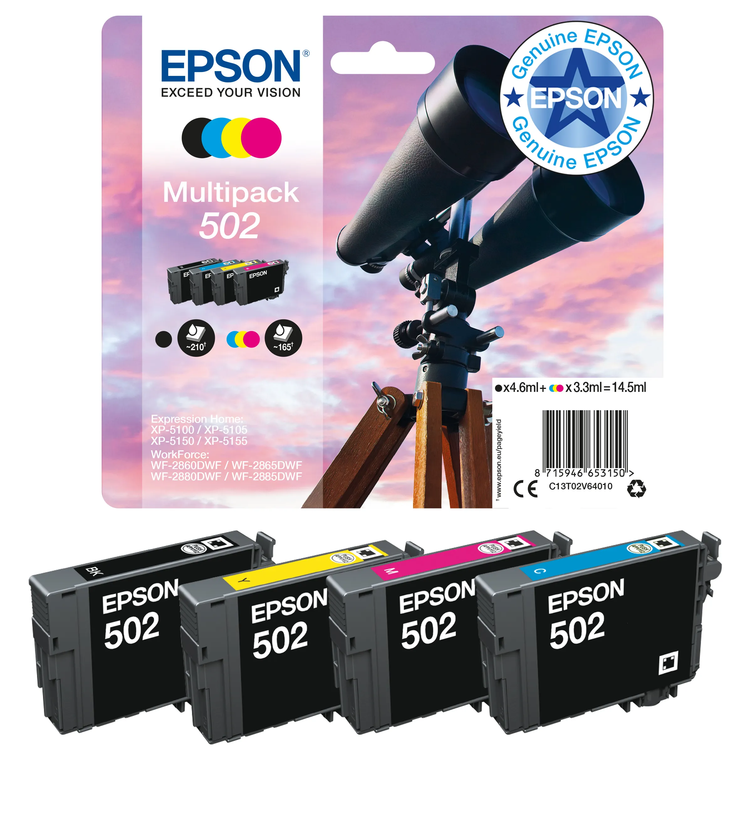 Epson 502 Ink cartridge, 3.3 ml, Magenta