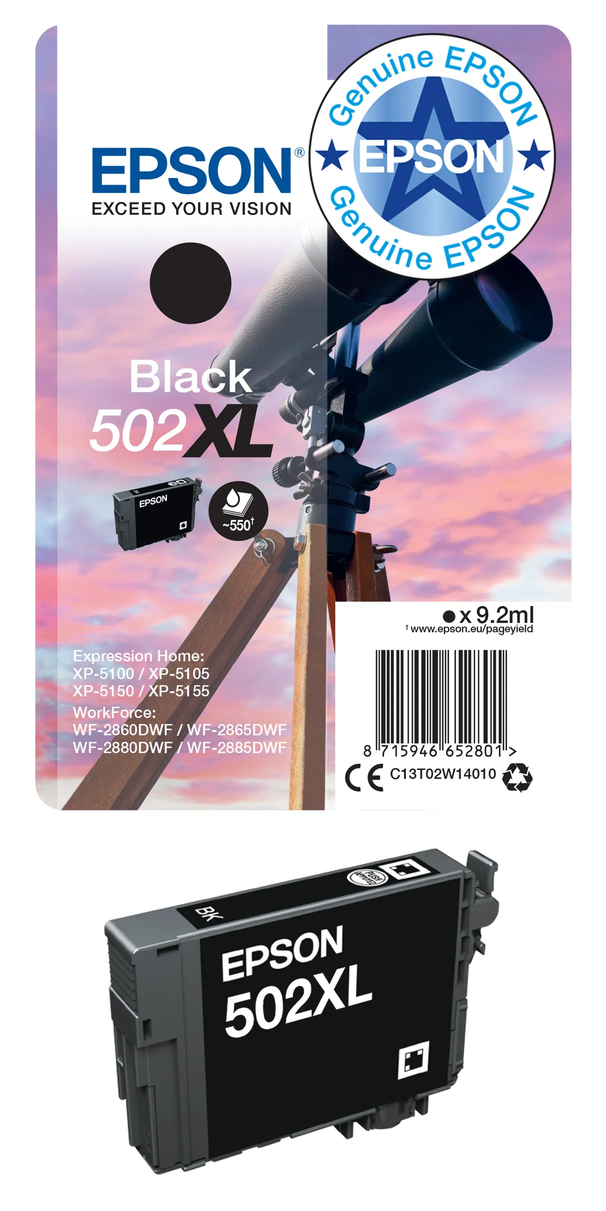 Epson 502 Ink cartridge, 3.3 ml, Magenta