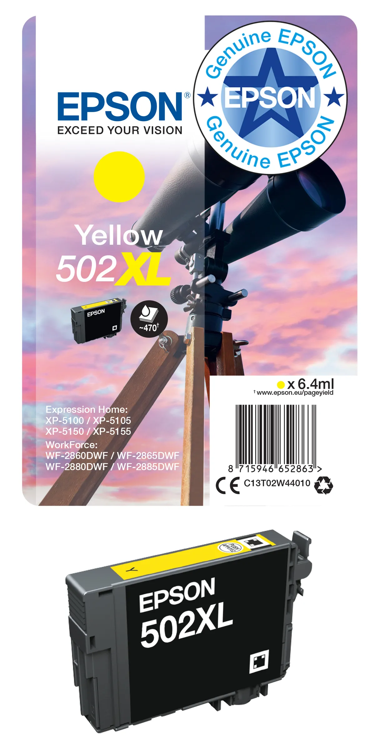 Epson 502 Ink cartridge, 3.3 ml, Magenta