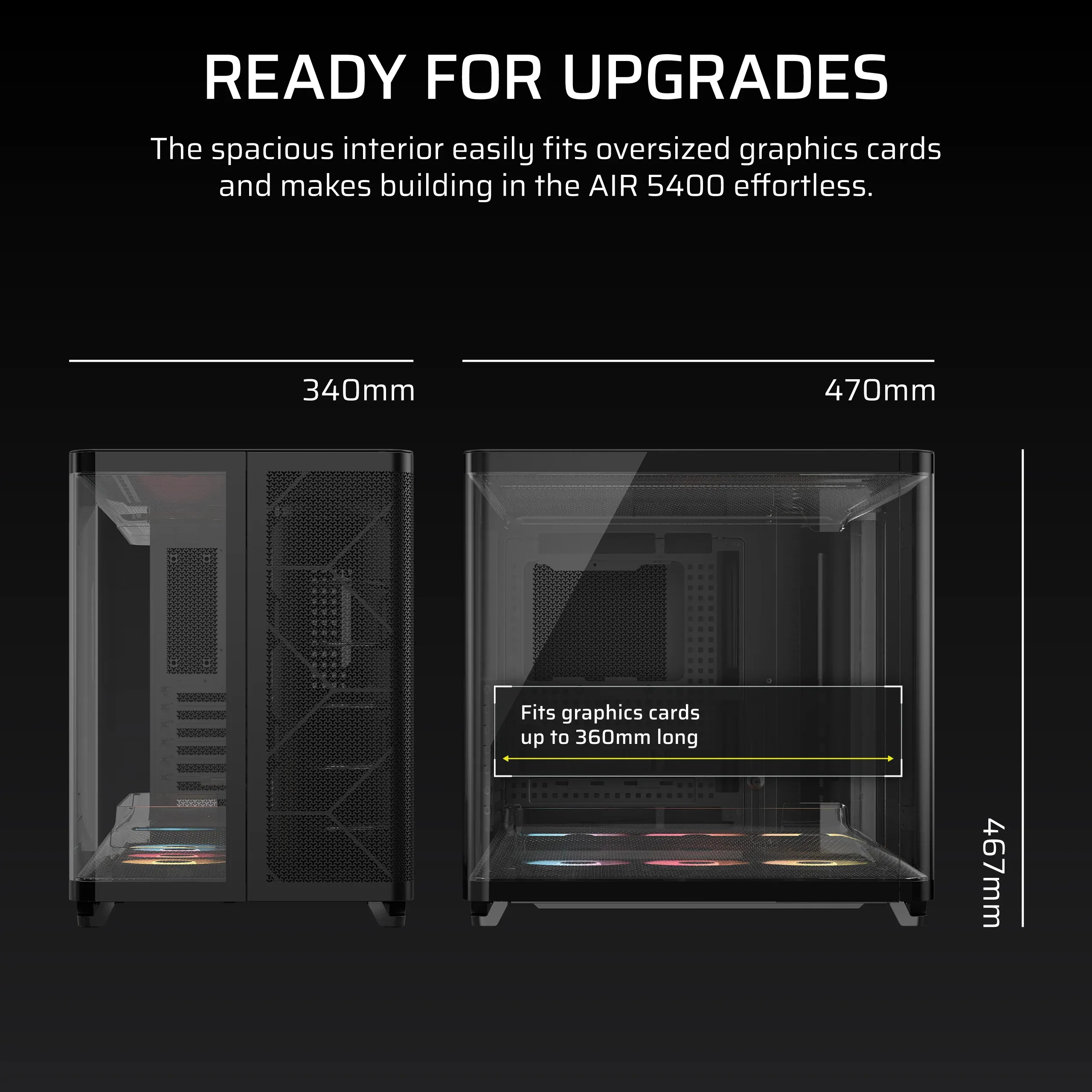Corsair AIR 5400 RS-R ARGB Midi-Tower Case with window and RGB lighting, Black