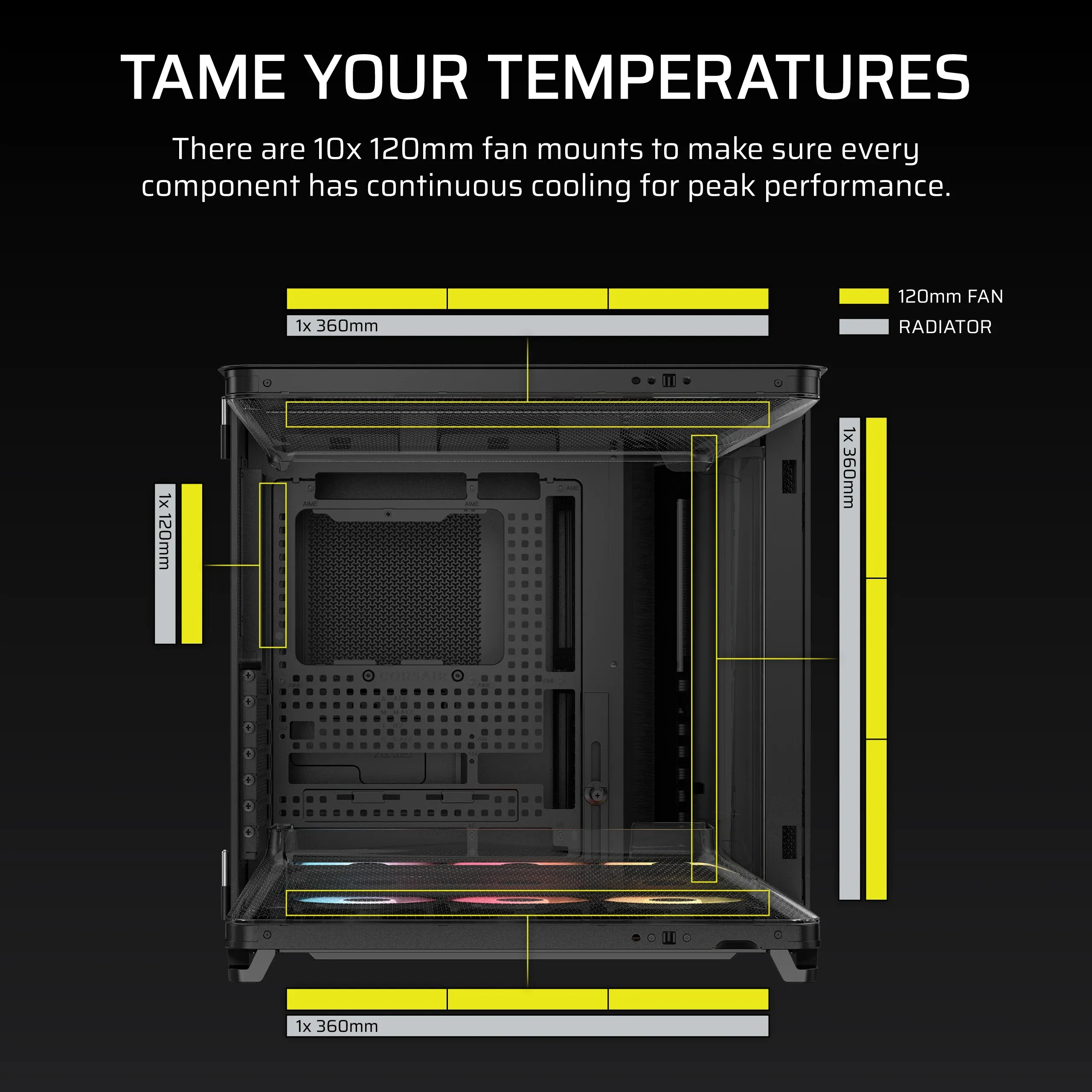 Corsair AIR 5400 RS-R ARGB Midi-Tower Case with window and RGB lighting, Black