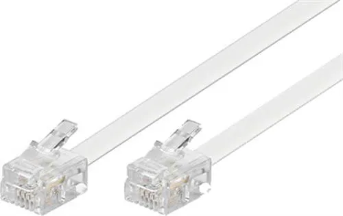 DELTACO modularkabel, 6P4C(RJ11) till 6P4C(RJ11), 2m, vit