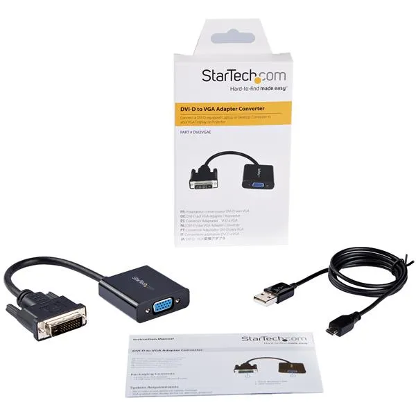 StarTech DVI-D to VGA Active Adapter Converter Cable - 1080p -adapteri, Musta