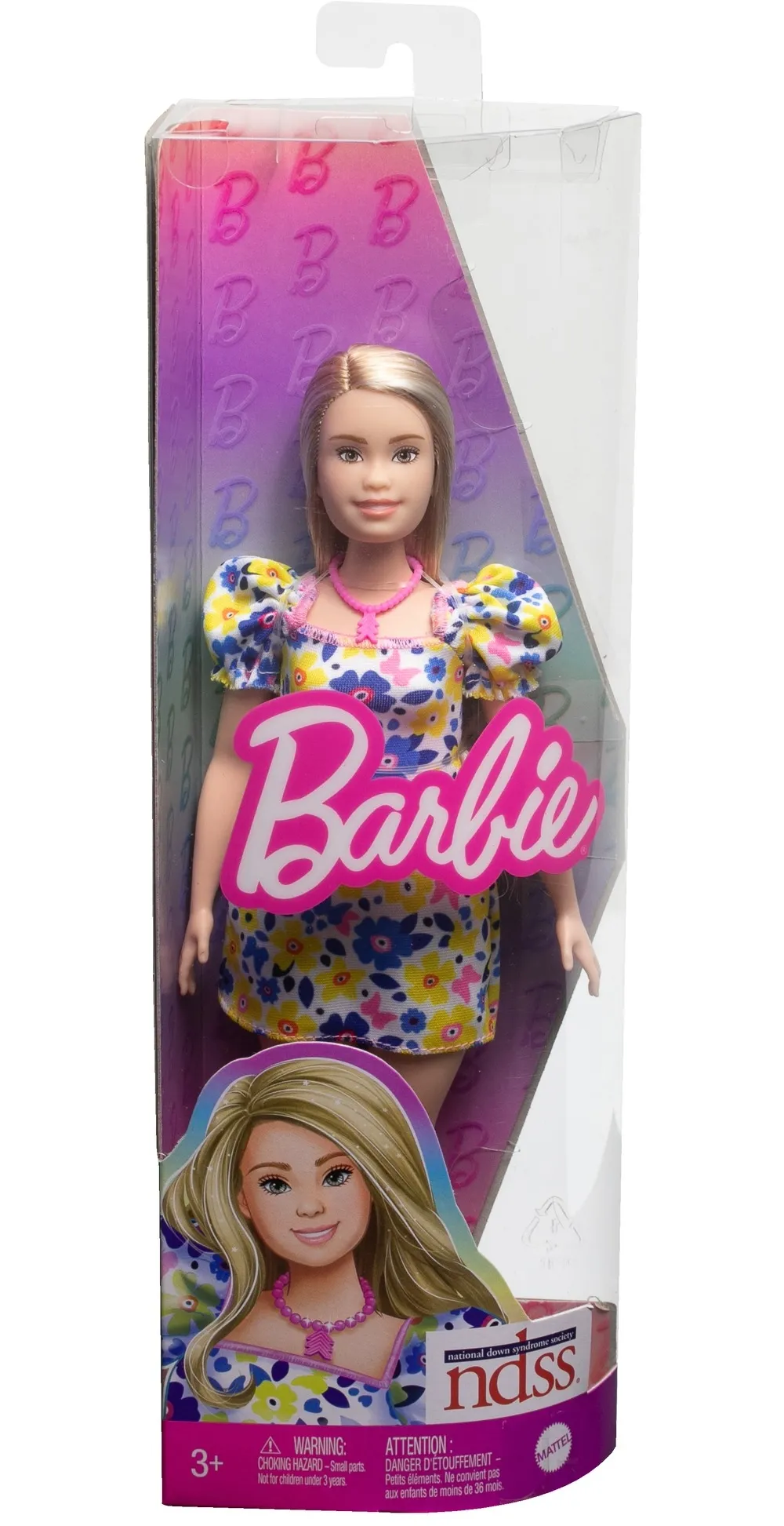 Mattel Barbie Fashionistas doll with Down Syndrome in a floral dress Mattel Barbie Fashionistas doll with Down Syndrome in a floral dress