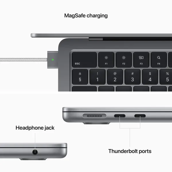 CTO Apple MacBook Air 13&quot;, M2 (8C CPU / 8C GPU), 8 Gt, 512 Gt, 30 W, macOS -kannettava, T&auml;htiharmaa (FIN/SWE) MLXW3