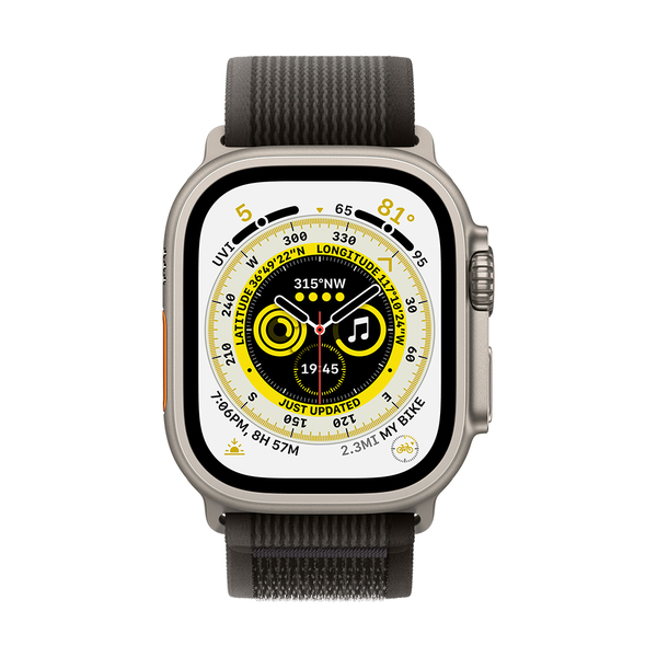 Apple Watch 49mm - Trail-ranneke, Musta/Harmaa (M/L)