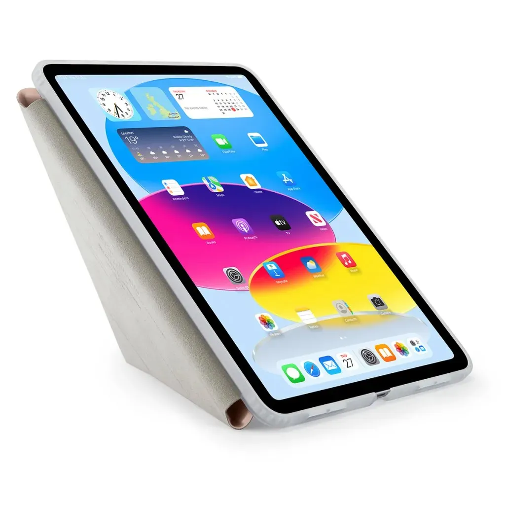 Pipetto iPad 10.9" (10:th gen) Origami No1 Original -kotelo, metallinen vaaleanpunainen