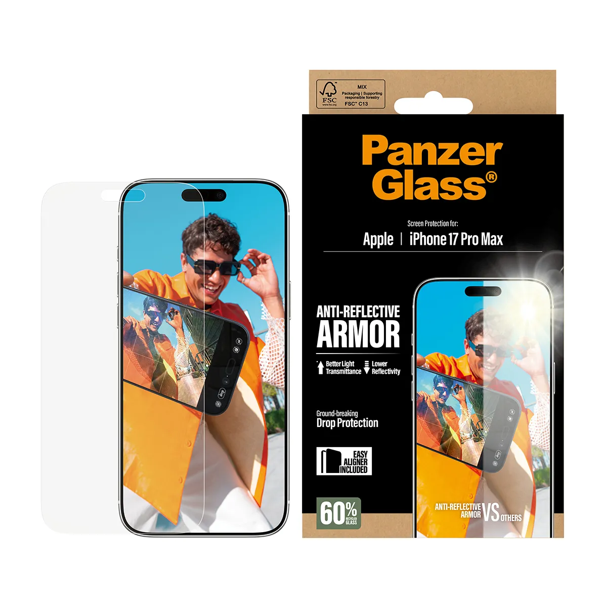Panzerglass iPhone 17 Pro Max -n&auml;yt&ouml;nsuoja, Anti-Reflective Armor