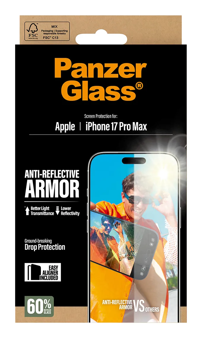 Panzerglass iPhone 17 Pro Max -n&auml;yt&ouml;nsuoja, Anti-Reflective Armor