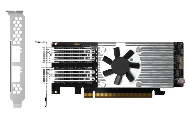 QNAP Dual-port QSFP28 100GbE network expansion card low-profile form factor PCIe Gen4 x16