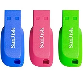 SanDisk 16GB Cruzer Blade USB 2.0 - memory stick, Blue, Green, Pink