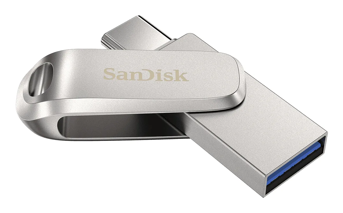 SanDisk Ultra Dual Drive Luxe USB-A/USB-C 3.2 Gen 1 2TB memory stick, Silver