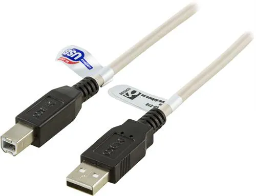 Deltaco USB-A - USB-B - kabel, 1 m, Beige, Svart