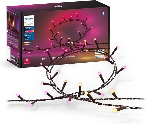 Philips Hue Festavia ljusslinga 250 LED-lampor 20 m Vit och f&auml;rgad st&auml;mningsbelysning Svart