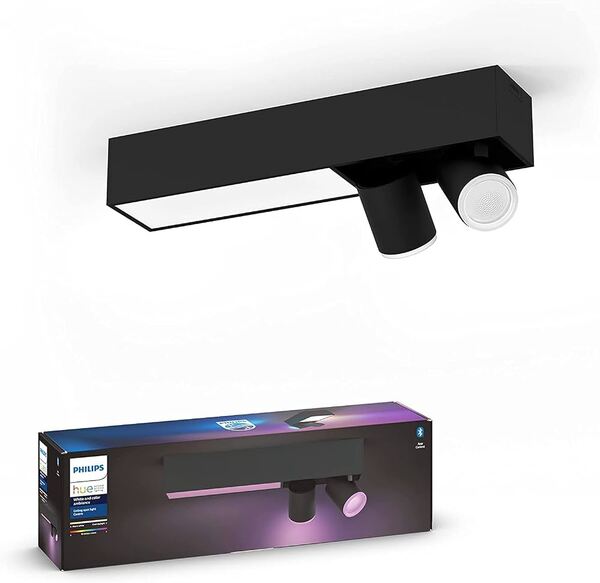 Philips Hue Centris 2-Spot Ceiling Spotlight, White and Color Ambiance, 2 x GU10, Black