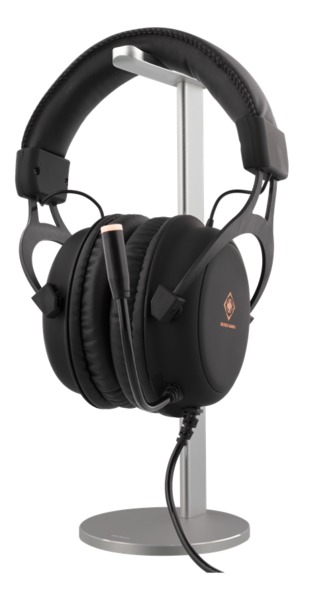 DELTACO kuuloketeline, alumiinia, liukueste, hopea