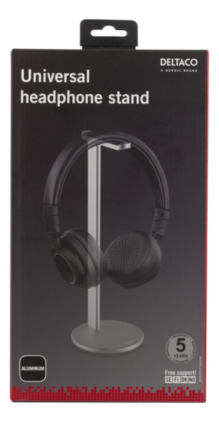 DELTACO kuuloketeline, alumiinia, liukueste, hopea