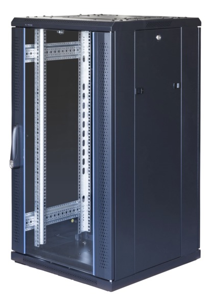 TOTEN System G, 19" golvsk&aring;p, 22U, 600x600, glasd&ouml;rr fram, perforerad
