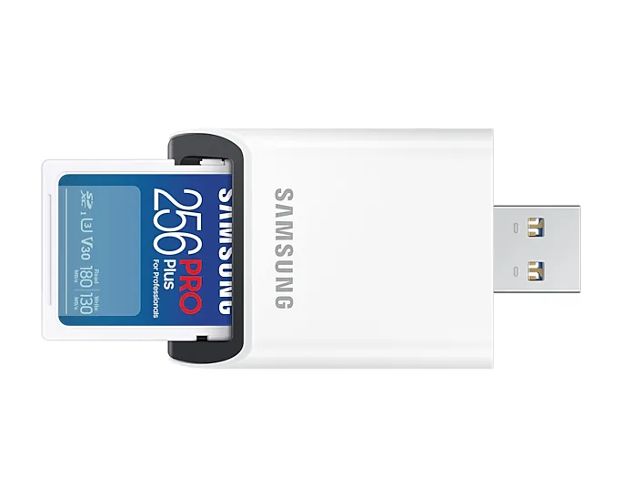 Samsung PRO Plus 256 Gt SDXC UHS-I U3 V30 -muistikortti, valkoinen