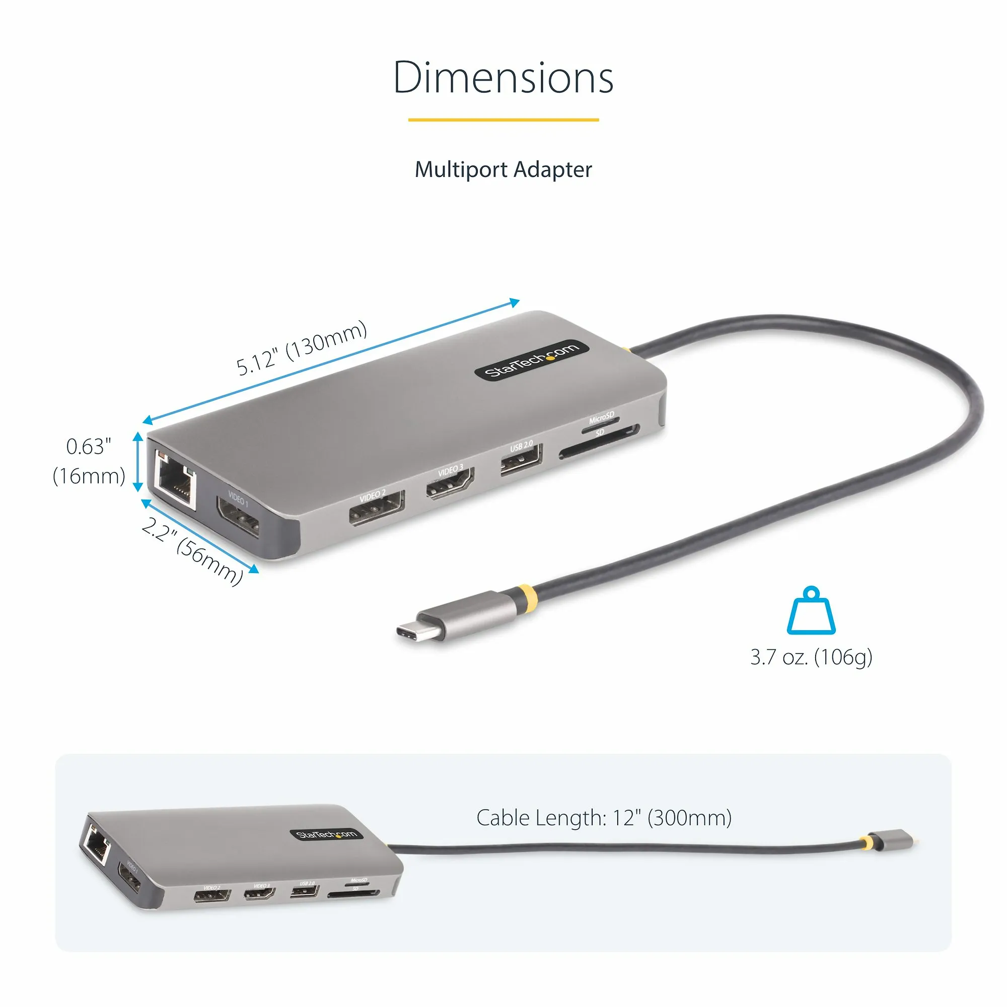 Startech USB-C Triple-Monitor Multiport -sovitin