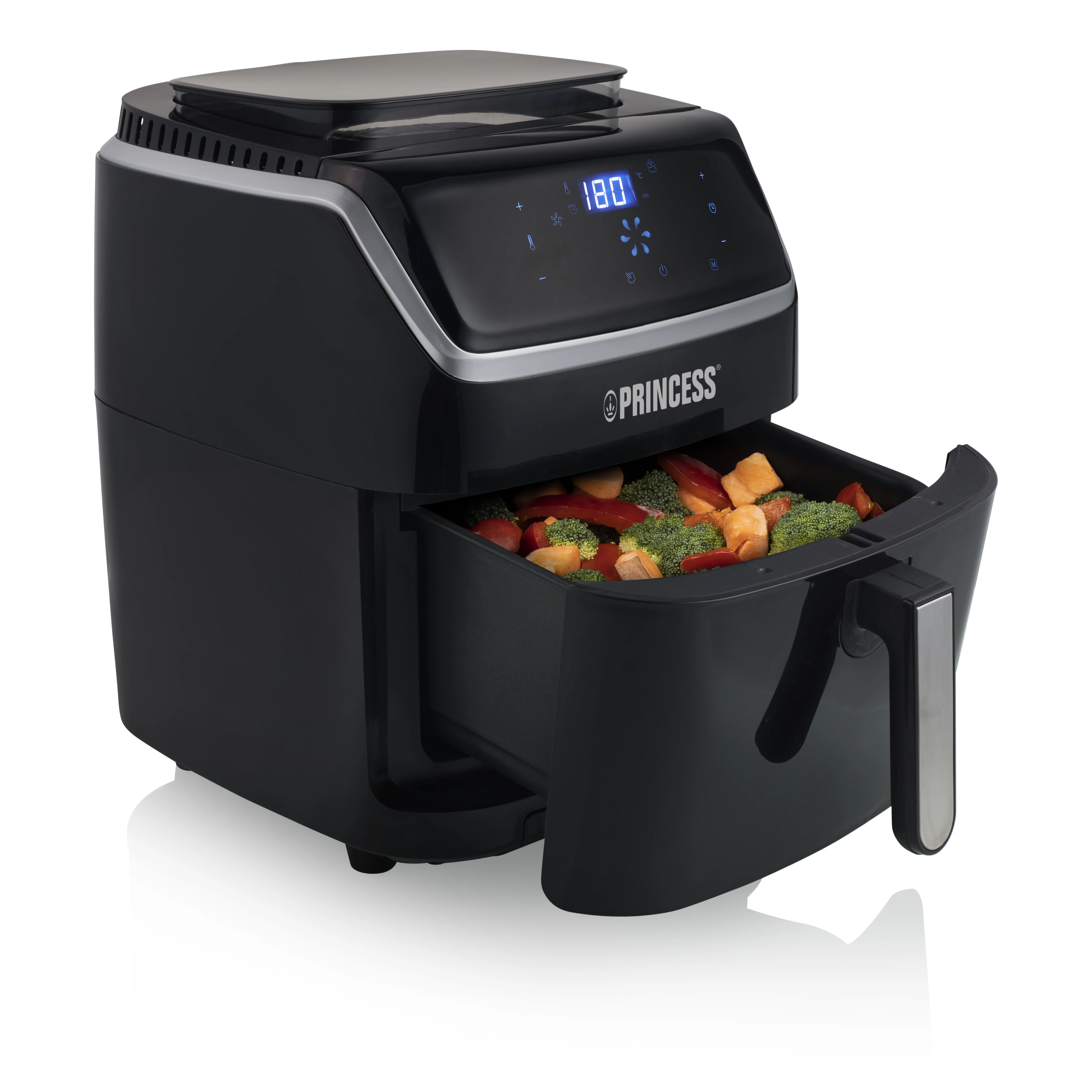 Princess Aerofryer with steam- airfryer, black, 6.5l