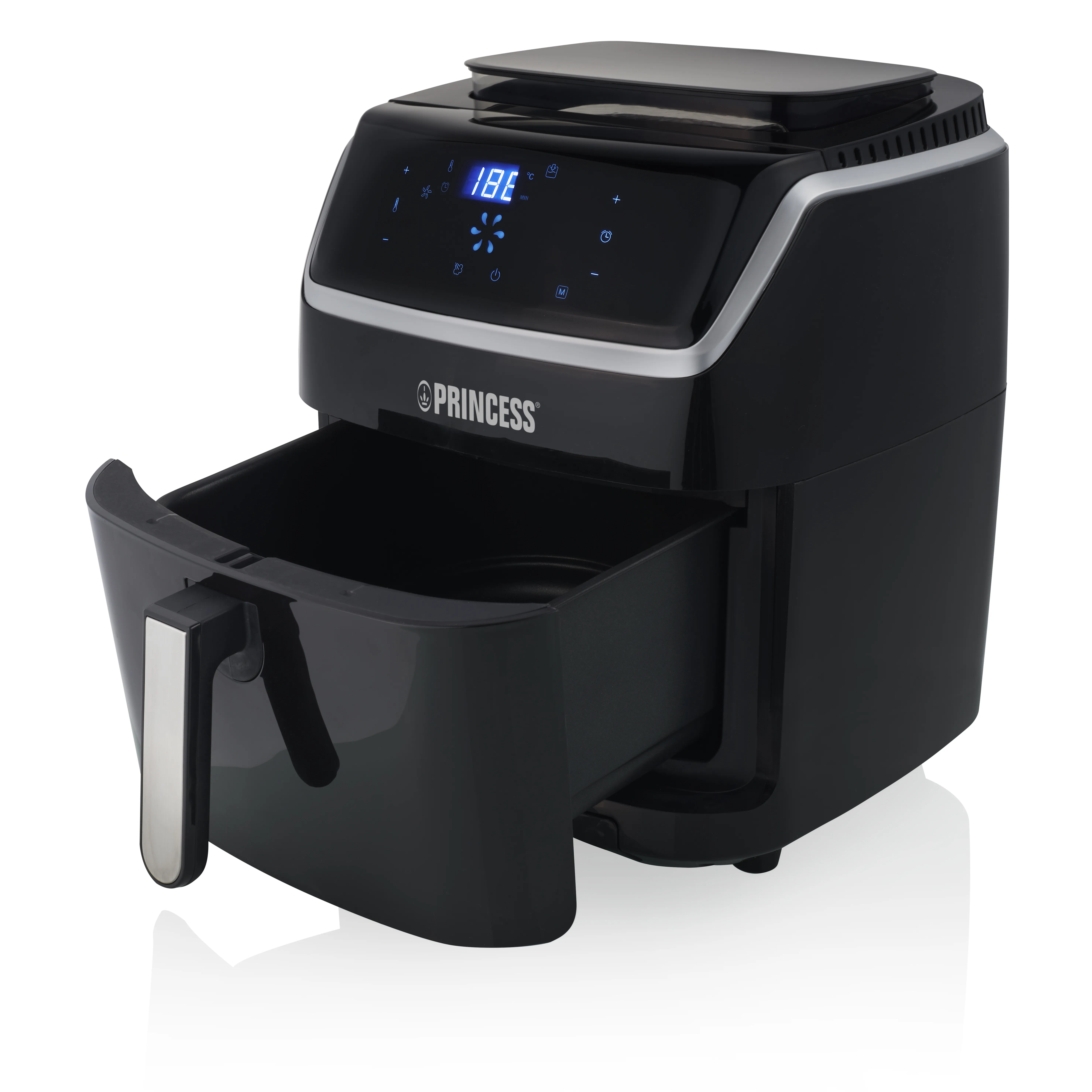 Princess Aerofryer with steam- airfryer, black, 6.5l