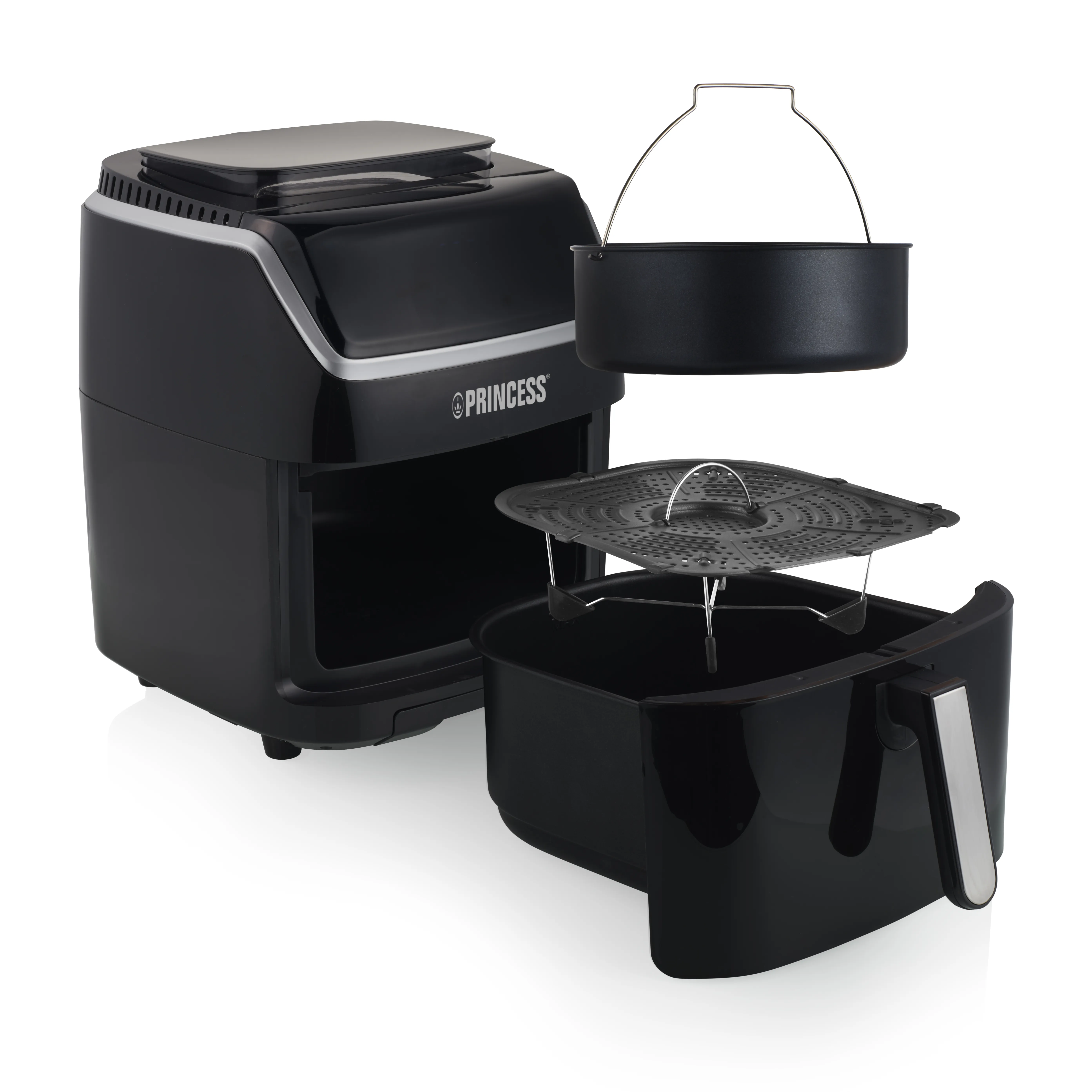 Princess Aerofryer with steam- airfryer, black, 6.5l