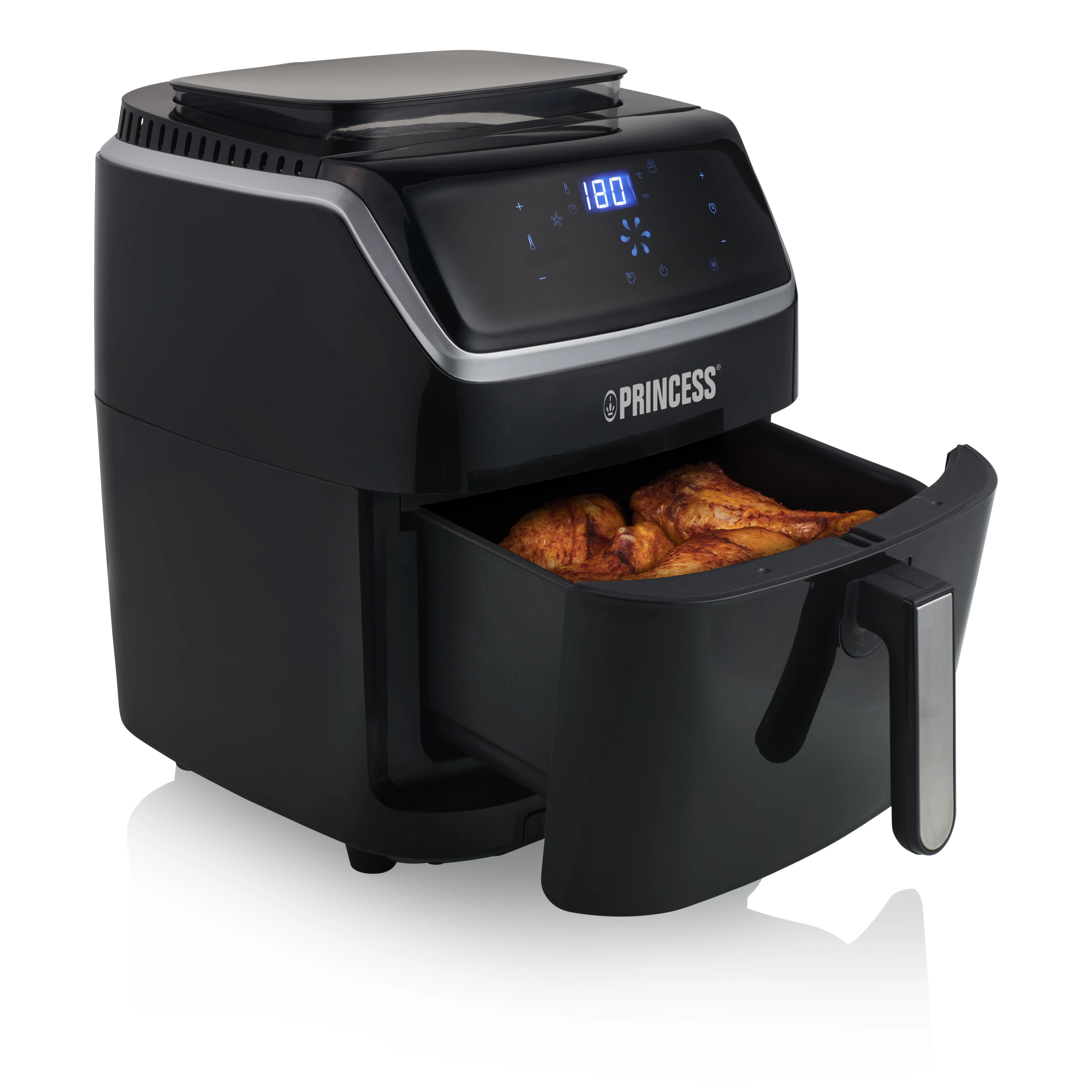 Princess Aerofryer with steam- airfryer, black, 6.5l