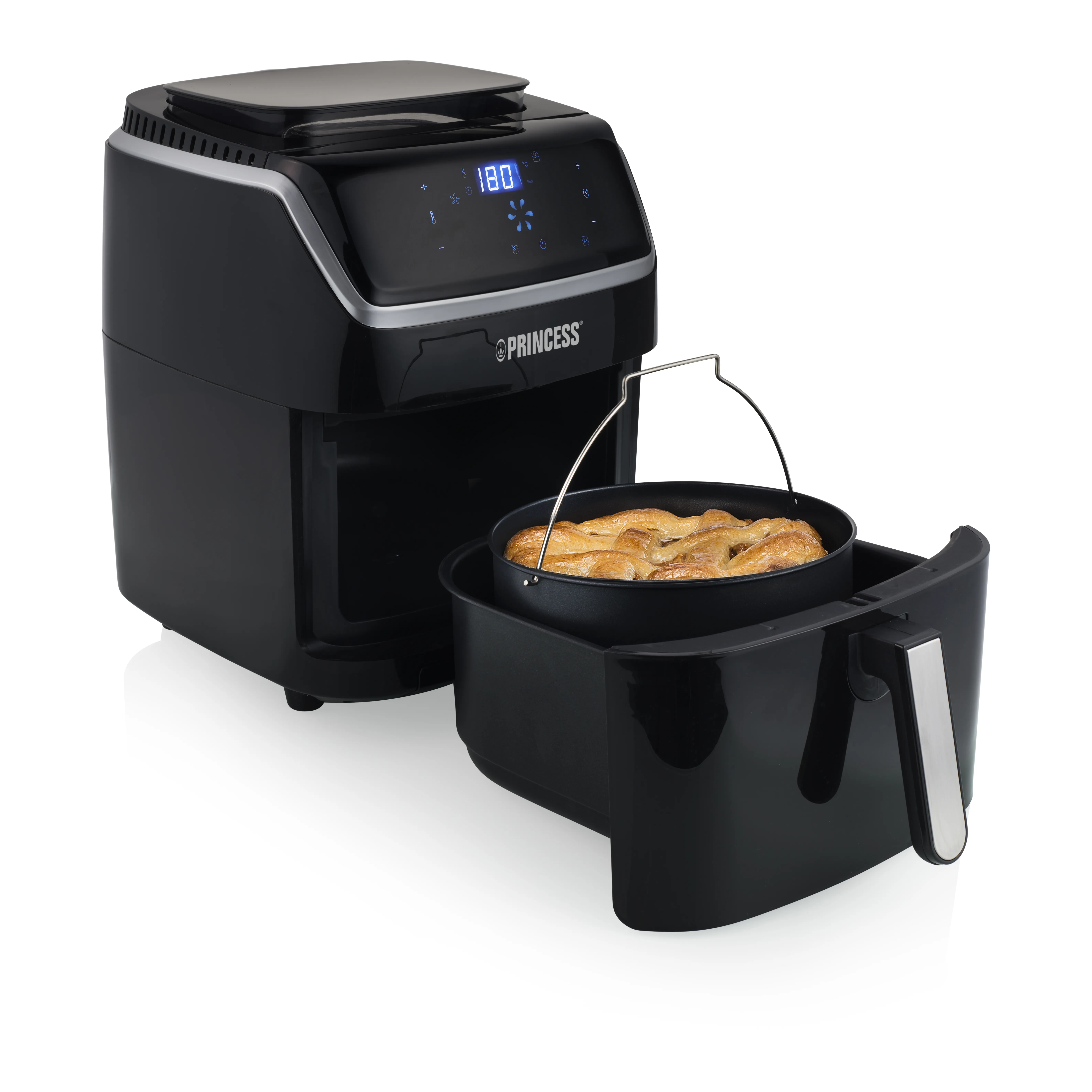 Princess Aerofryer with steam- airfryer, black, 6.5l