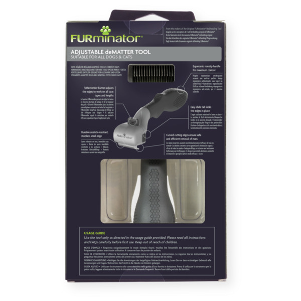 FURminator Adjustable Dematter Tool for Dogs and Cats, Black