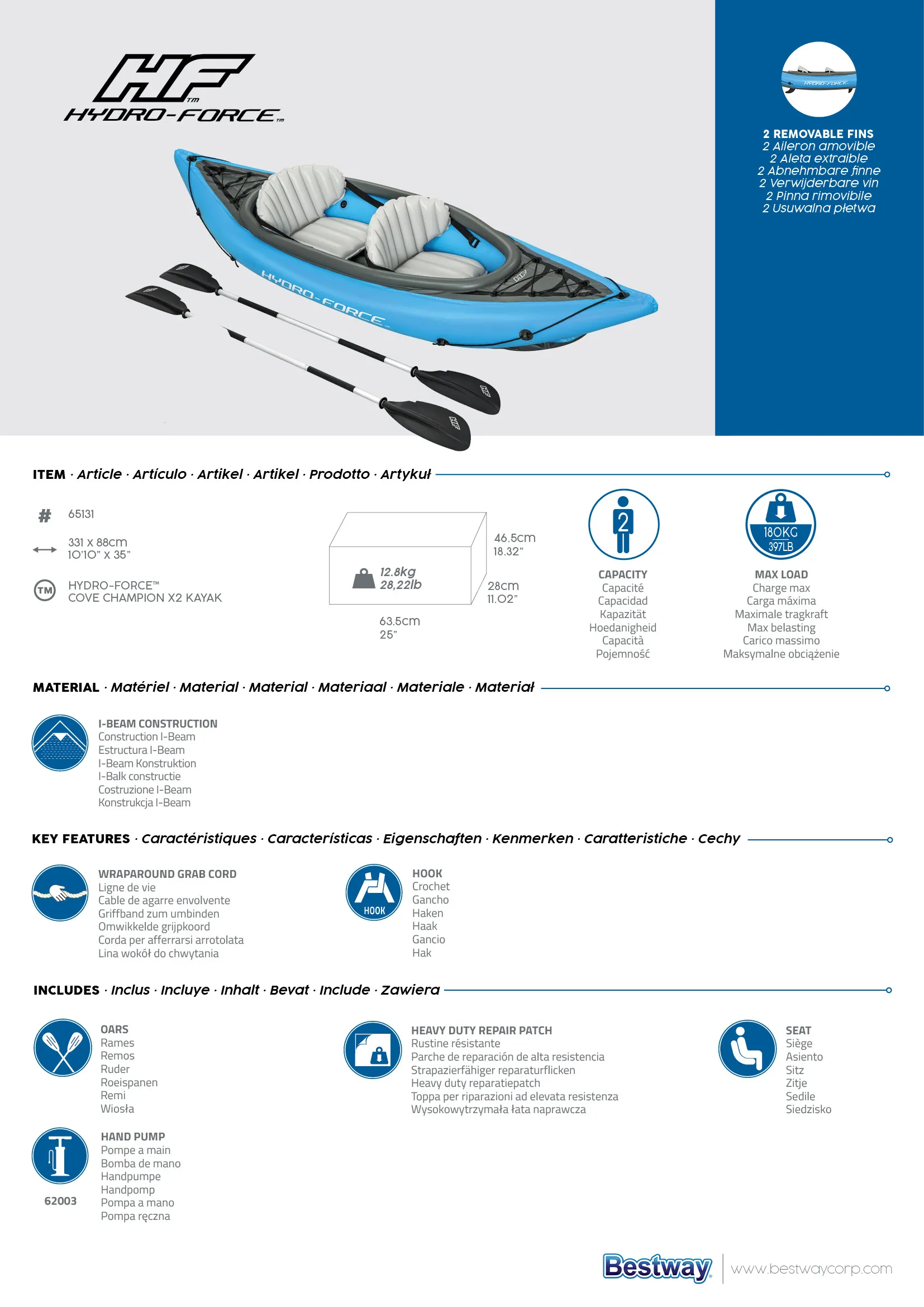 Bestway Hydro Force Cove Champion X2 - kayak, 331 x 88cm