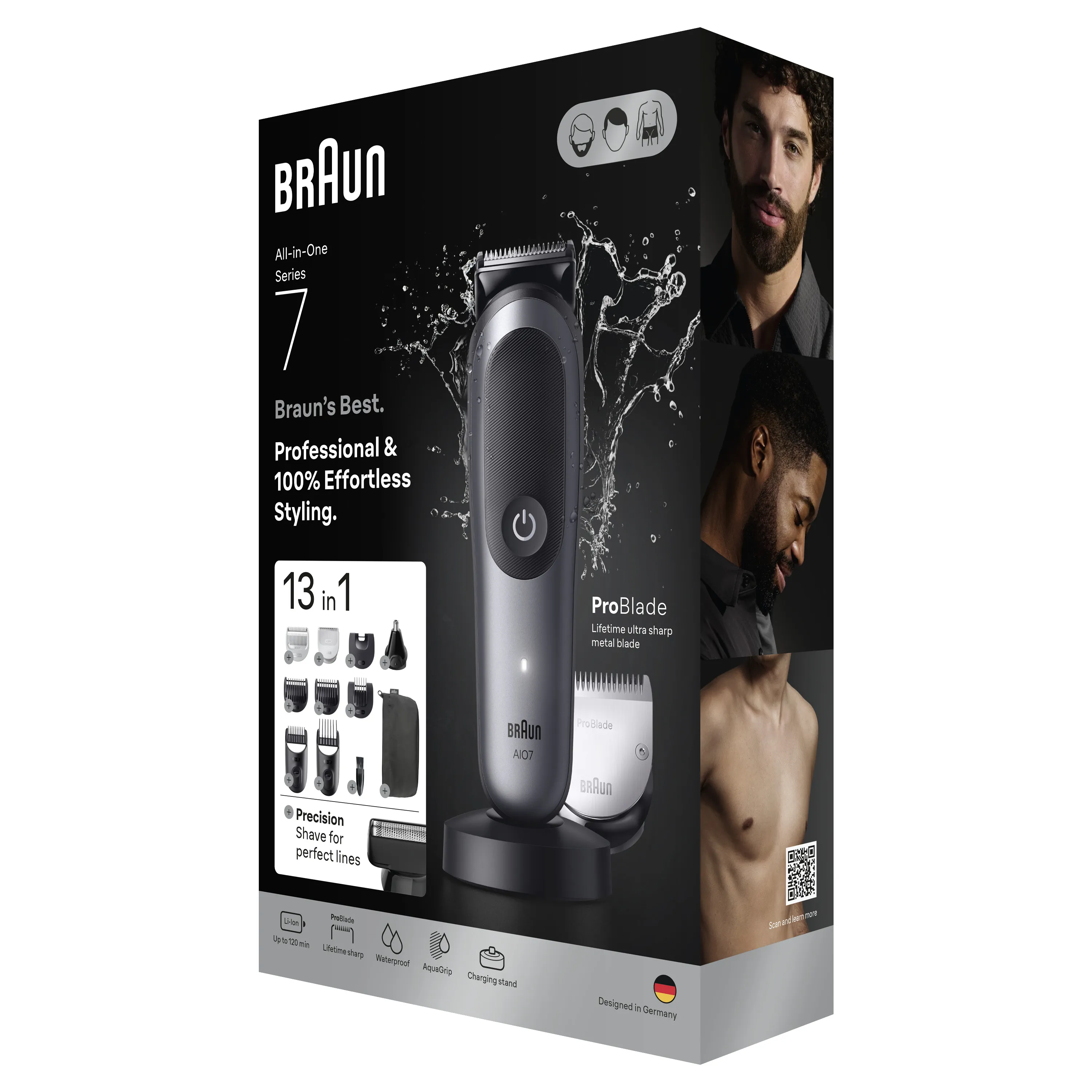 Braun All-in-One Series 7 AIO7560 m&auml;rk&auml;- ja kuiva-ajoon -parranajosetti, harmaa