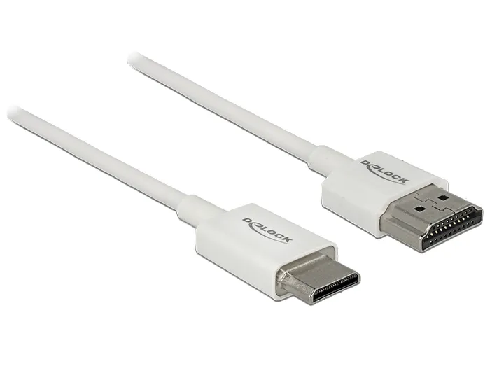 De-Lock  HDMI – mini-HDMI 2.0 - kabel, 1 m, Vit