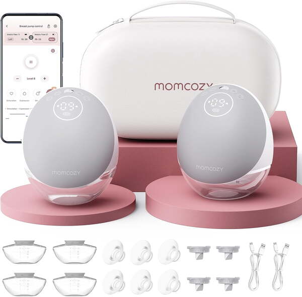 MOMCOZY M9 Mobile Flow handsfree elektrisk br&ouml;stpump dubbelf&ouml;rpackning gr&aring;