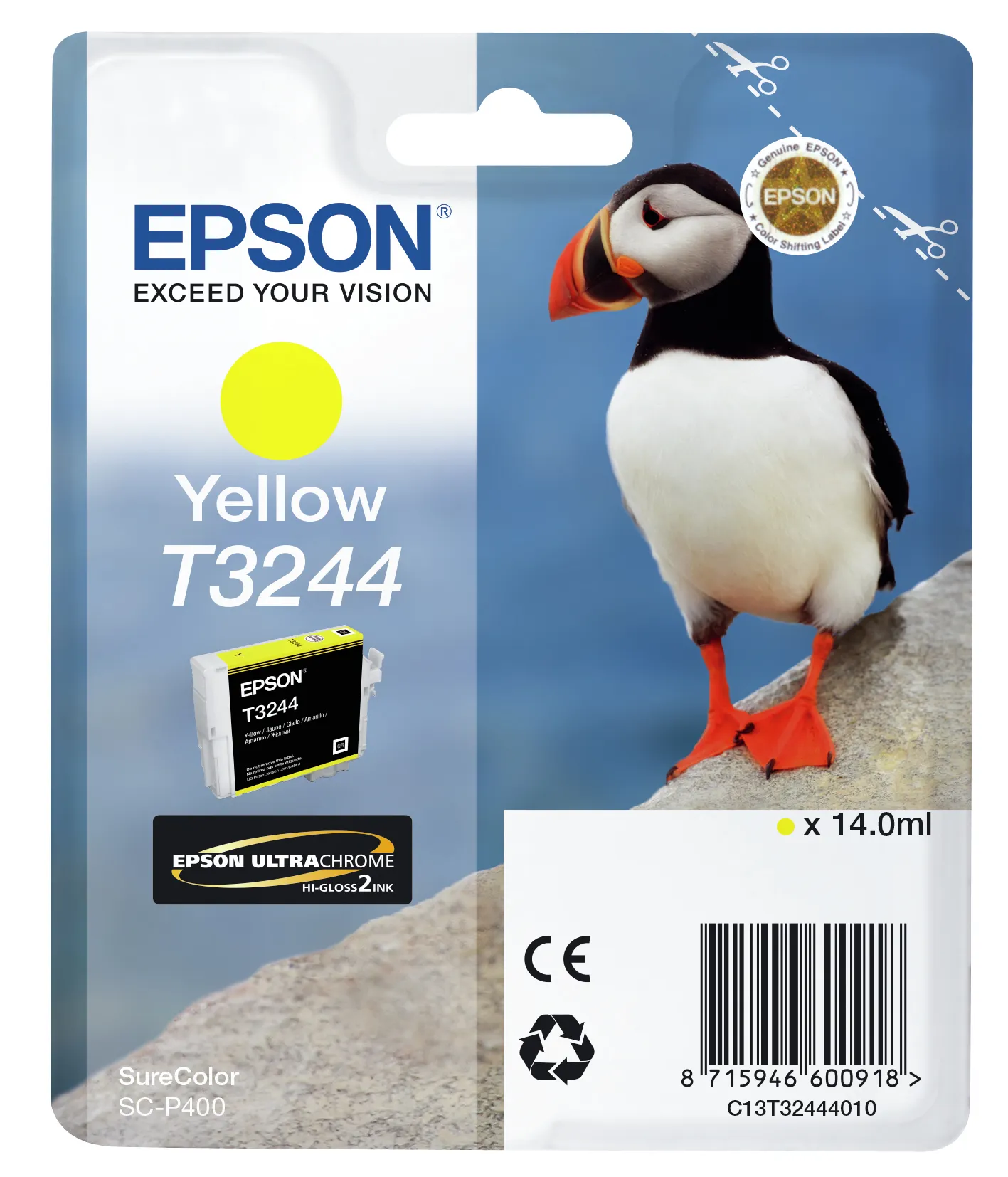 Epson T3244-mustekasetti, 14 ml, keltainen