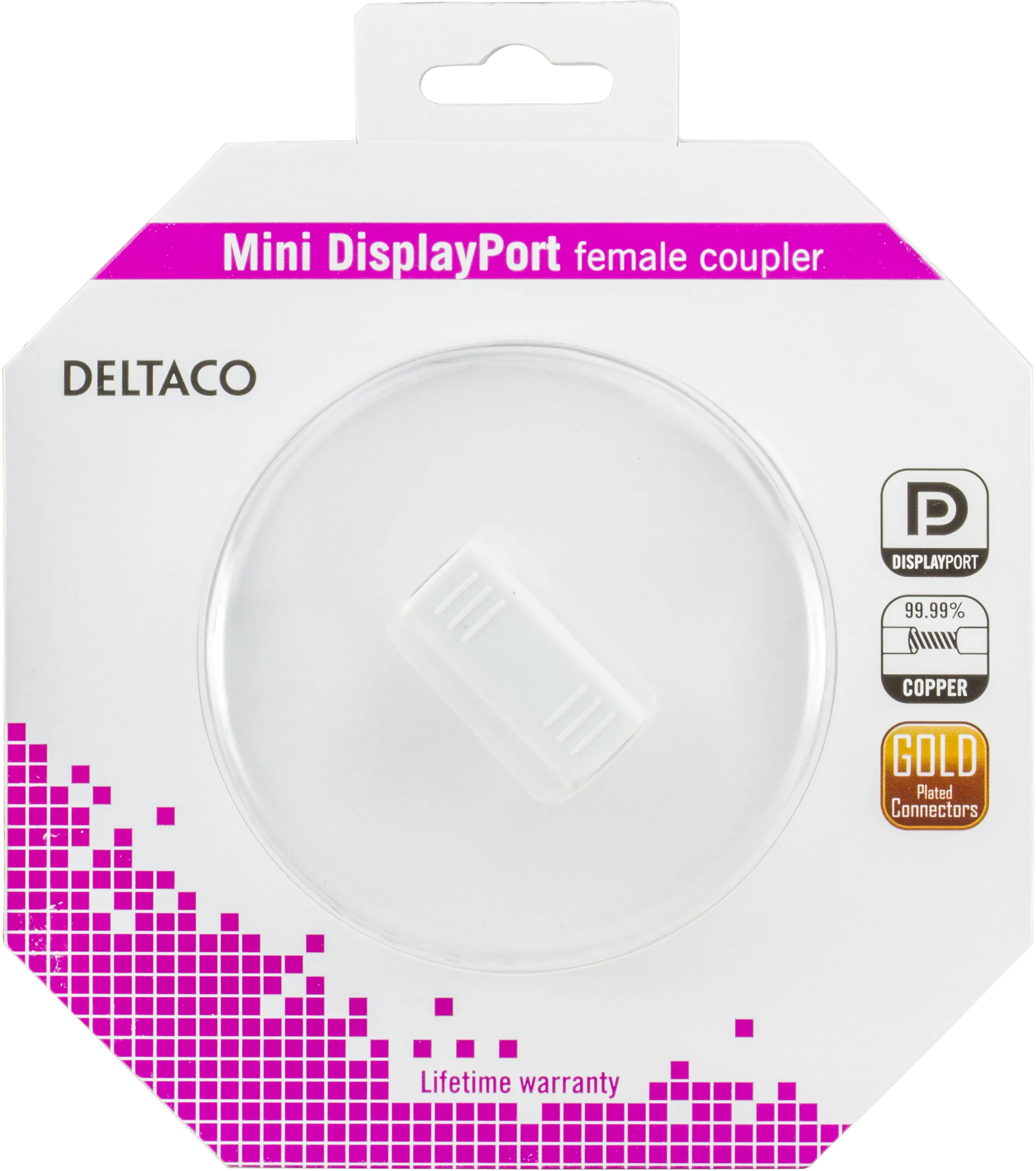 DELTACO jatke mini DisplayPortille, na-na, valk