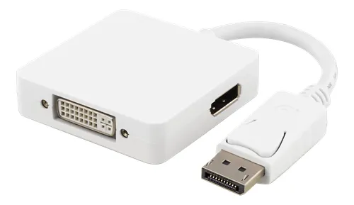 DELTACO DisplayPort till DVI/HDMI/DisplayPort adapter, UHD i 60Hz, vit