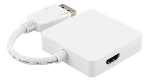 DELTACO DisplayPort till DVI/HDMI/DisplayPort adapter, UHD i 60Hz, vit