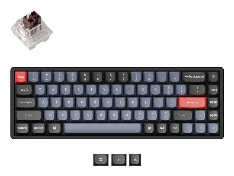 Keychron K6 Pro K6P-J3P-BO 65% tr&aring;dl&ouml;st mekaniskt ergonomiskt speltangentbord, K Pro Brown, svart, gr&aring;