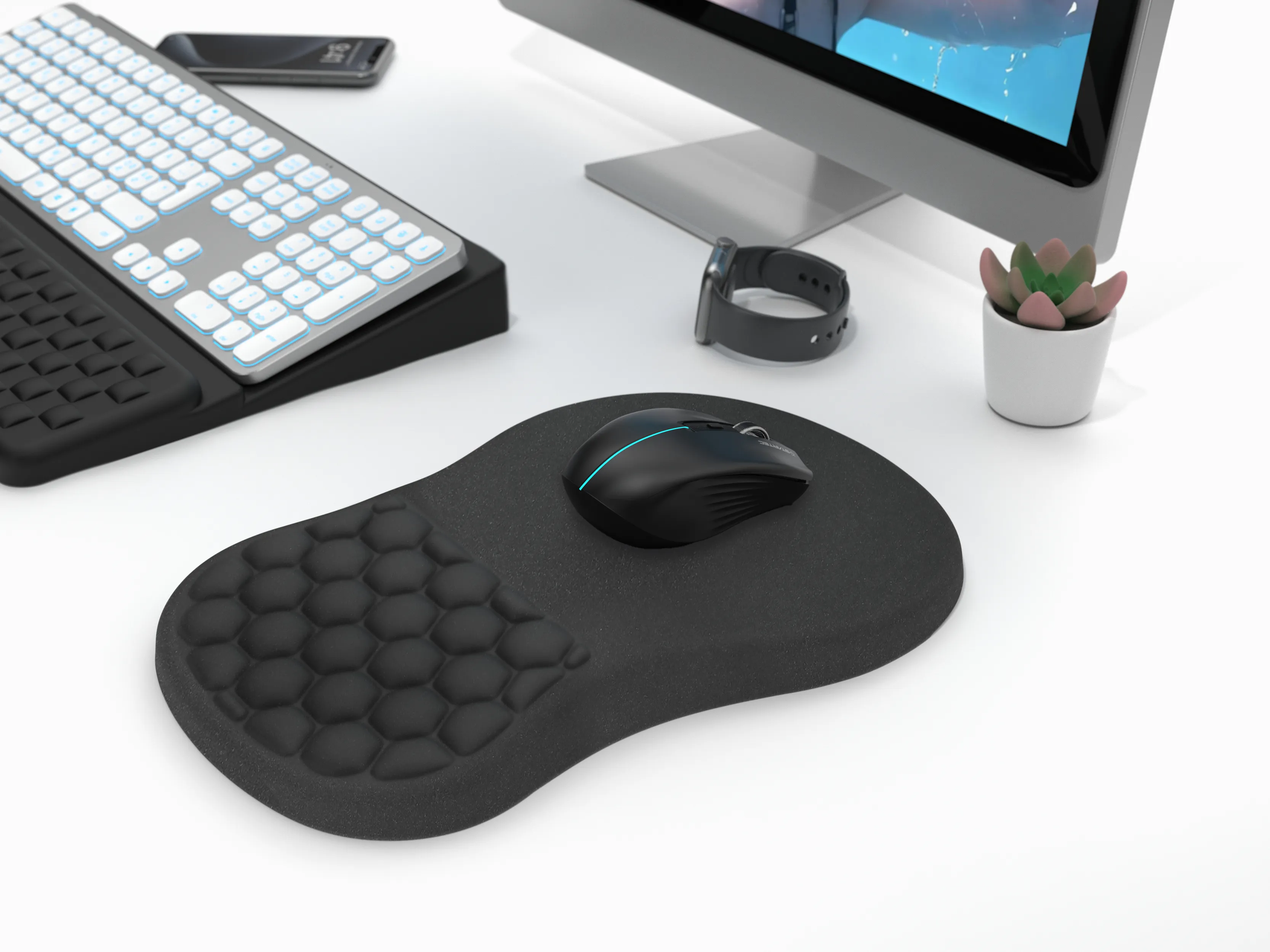 Deltaco -ergonominen hiirimatto rannetuella
