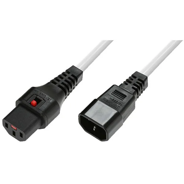 MICROCONNECT C13 IEC Lock to C14 - Virtajohto, Valkoinen, 2,5 metri&auml;