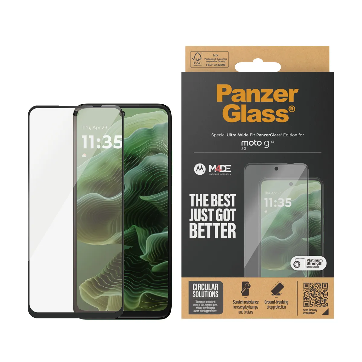 Panzerglass Motorola G35 5G - Black frame UWF Panzerglass Motorola G35 5G - Black frame UWF