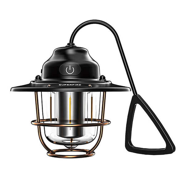 SUPERFIRE T57 Rechargeable Camping Lamp, 3 W, 320 lm, 7 Modes, Black