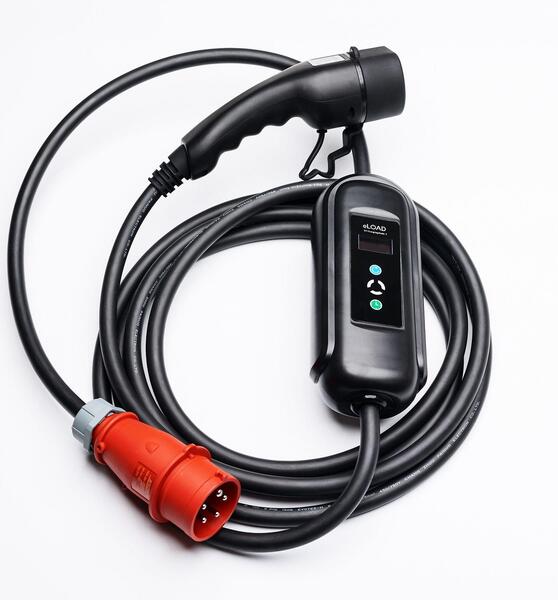 eLOAD P3, CEE 3&times;16 A/400 V, 11 kW, laddare av typ 2 f&ouml;r elbilar med 5 m kabel