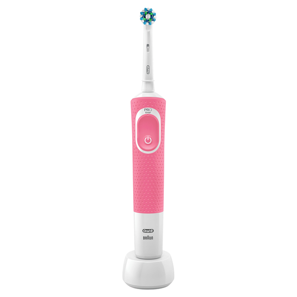 Oral-B VITALITY PINK CROSSACTION -s&auml;hk&ouml;hammasharja, Valkoinen, Vaaleanpunainen