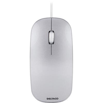 DELTACO optinen hiiri 1000 DPI, 1m piilokaapeli, USB, hop/valk