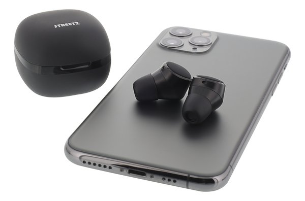 STREETZ True Wireless Stereo in-ear, IPX6, charge case, black