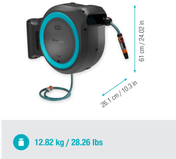 Gardena PowerRoll XL - wall-mounted hose box, 35 m Solo, turquoise