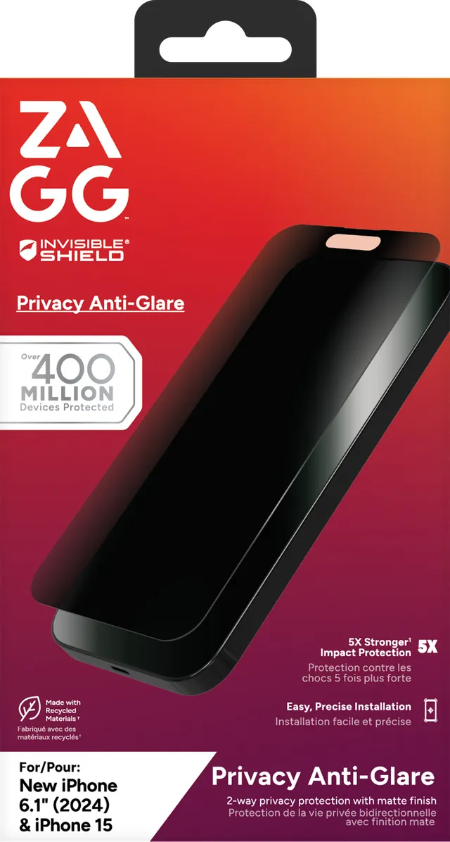 Zagg InvisibleShield Glass Elite Privacy Anti-Glare iPhone 16 / 15 - panssarilasi